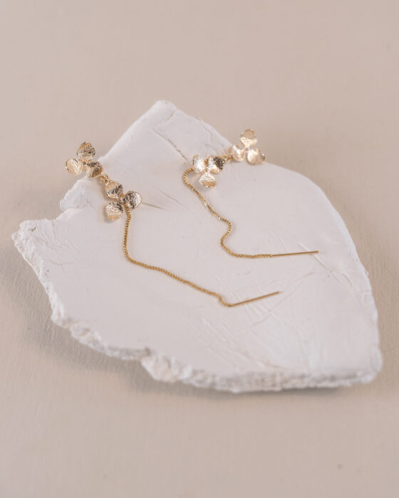 boucles d'oreilles fleurs d'hortensia gold filled