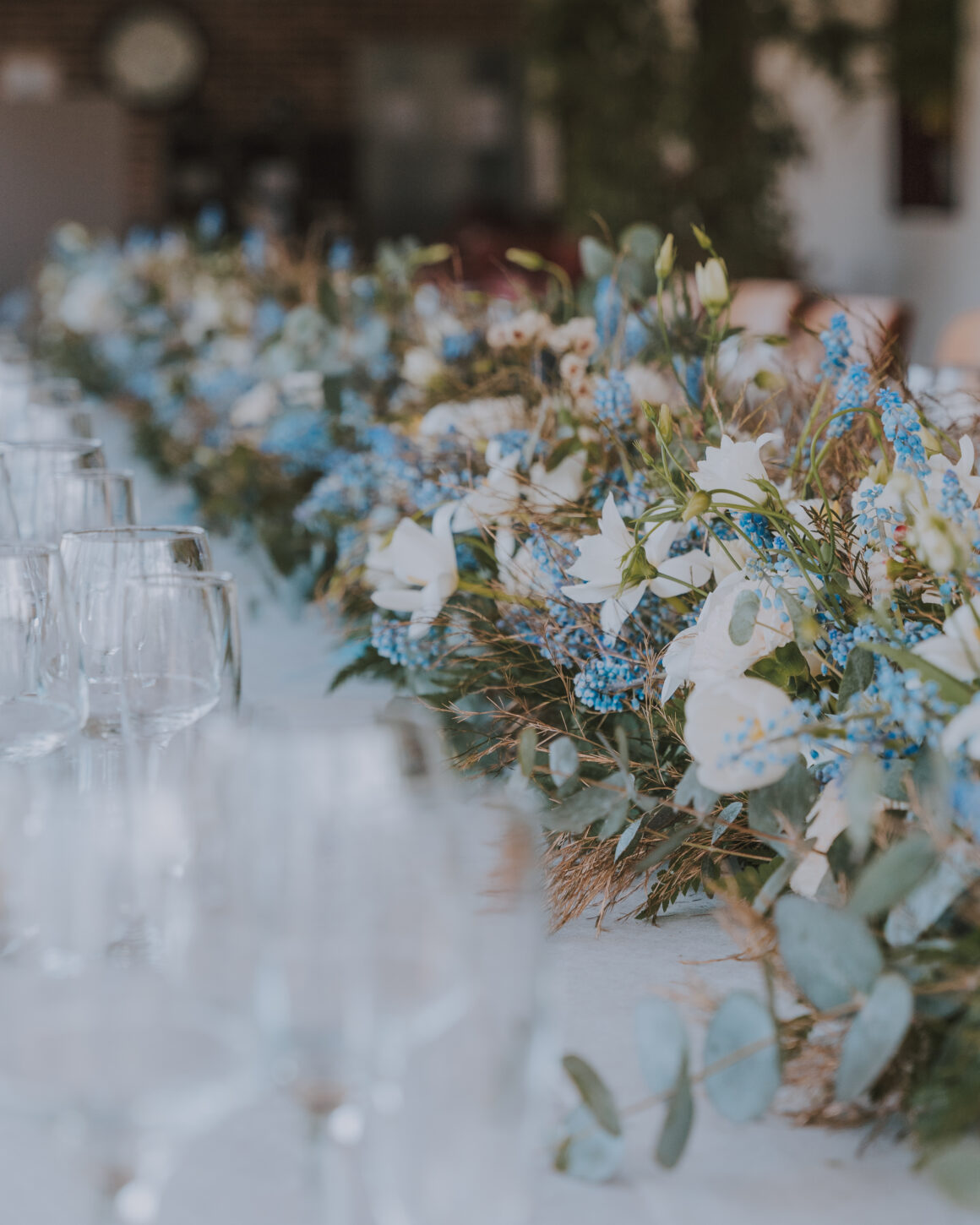 centre de table mariage bleu